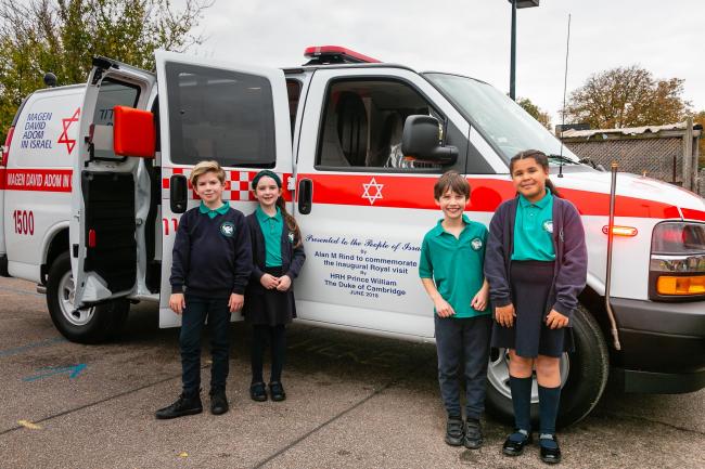 MDA ambulance visits Clore Shalom School in Shenley