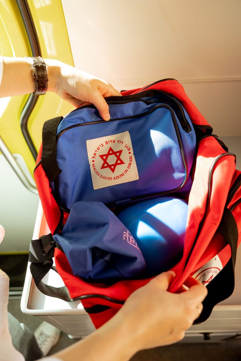 Opening an MDA medical kit bag